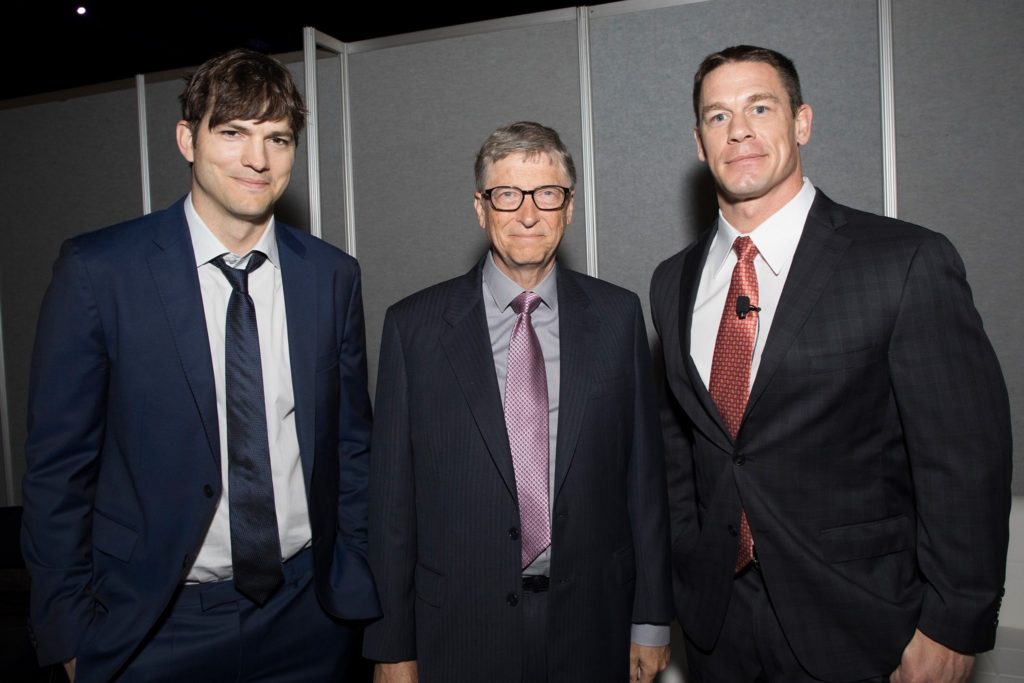 Ashton Kutcher, Bill Gates, and John Cena